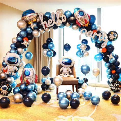 Spaceman Childrens Birthday Decoration Scene Layout Full Year Birthday