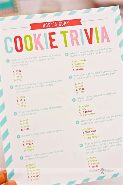 Another page of free printable trivia quiz questions and general knowledge questions for kids and teenagers in adobe pdf format. Cookie Exchange Party Printable Pack - by The Dating Divas