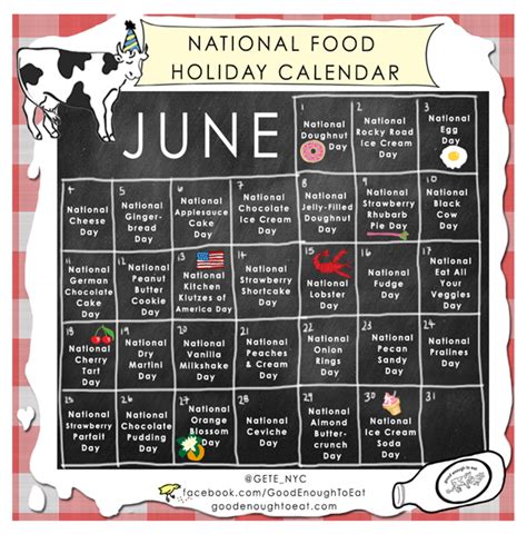 | check out 'national day calendar' on indiegogo. NATIONAL FOOD HOLIDAY CALENDAR - JUNE 2013 | Visual.ly