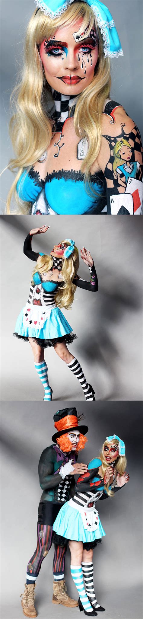 Twisted Alice In Wonderland With Mad Hatter Bodypainted By Anna Lingis