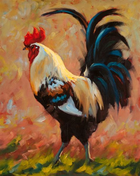Cheri Christensen Rowdy Rooster Colorful Painterly Depiction Of A