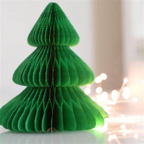 Vintage Style Christmas Tree Paper Honeycomb Decorations