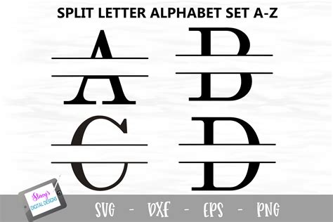 Split Letters A Z 26 Split Monogram Letters