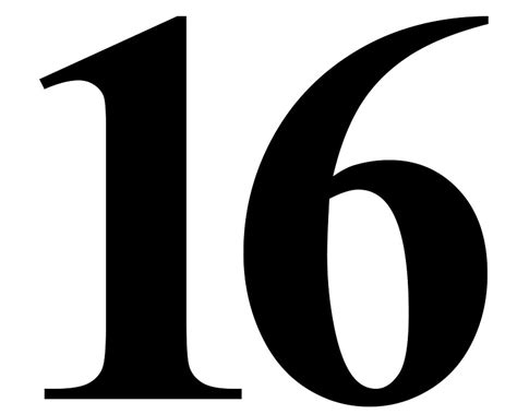 Number 16 In Black Times New Roman Serif Font Typeface Stickers By