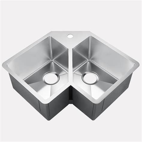 33 Daventry Stainless Steel Double Bowl Corner Kitchen Sink Corner