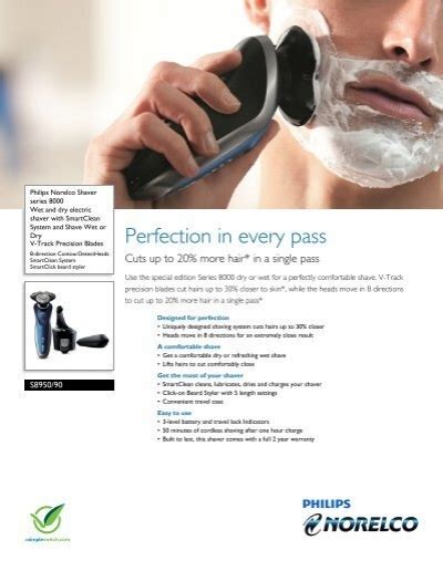 Philips Norelco Shaver Series 8000 Wet And Dry Electric Shaver Leaflet Aen