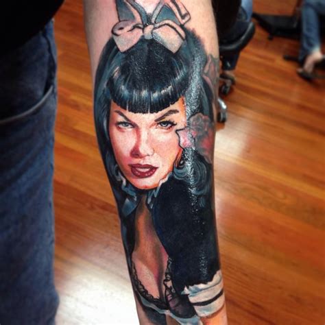 Bettie Page Portrait Tattoo By Pony Lawson At MAYDAY Tattoo Co Chicago