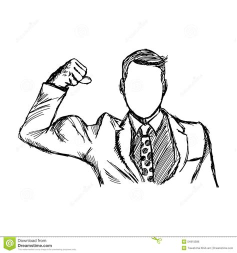 Doodles Of Expressive Businessman Flexing Muscles Stock Vector Illustration Of Concept Cutout