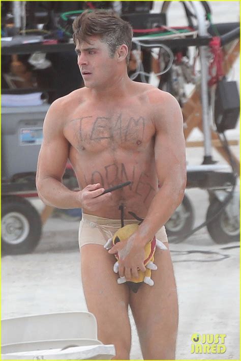 Full Sized Photo Of Zac Efron Shirtless Nearly Naked On Set Zac Efron Runs Around Almost