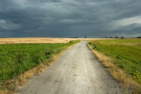 Gravel Road And Dark Clouds Stock Photo Image Of Nature Gray 155012150