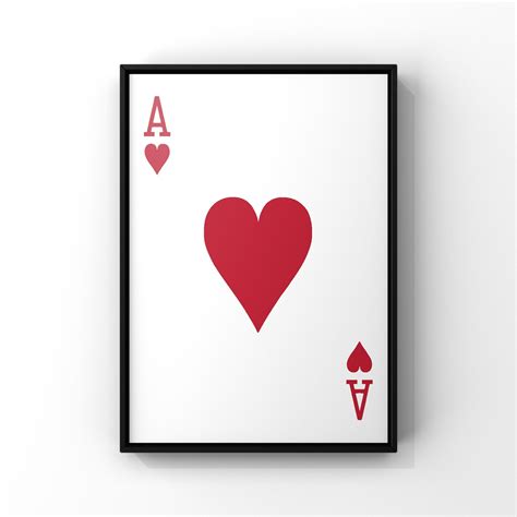 Ace Of Hearts Playing Cards Wall Art Print Red Ace Hearts Etsy Australia