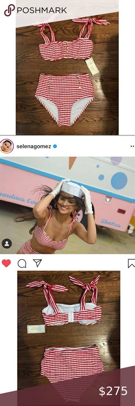 Shoshanna Swim Suit Set As Seen On Selena Gomez Swimsuits Striped