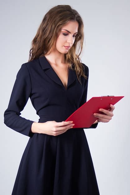Business Woman Holding A Clipboard Isolated Business Person Photo