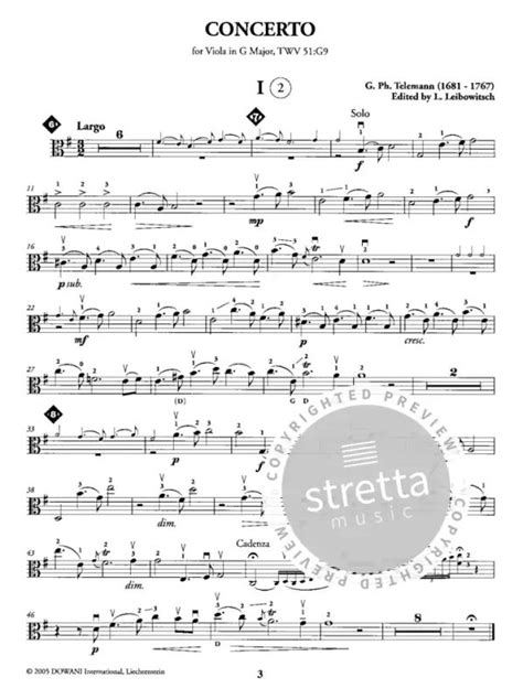 Viola Concerto In G Major Twv 51g9 From Georg Philipp Telemann Buy