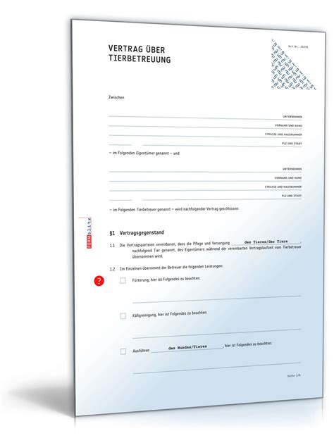 Vertrag über die bereitstellung von software. Vertrag Tierbetreuung | Rechtssicheres Muster zum Download