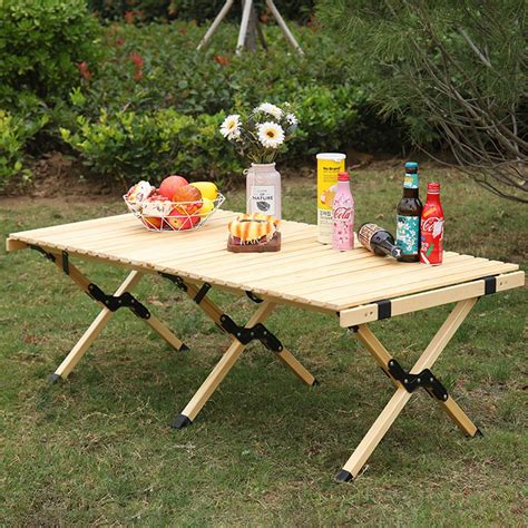 Camping Folding Wood Table Portable Foldable Outdoor Picnic Etsy