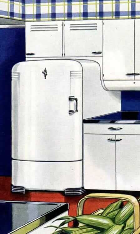 Internal capacity is 5.3 cubic feet for the refrigerator section and 2.7 cubic feet for the freezer unit. Servel Steel Kitchen Cabinets - designed by Norman Bel ...