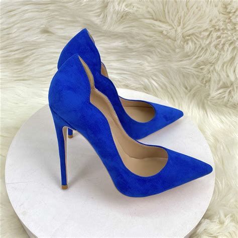 Chic Beautiful Ol Suede Royal Blue Pumps 2022 12 Cm Stiletto Heels