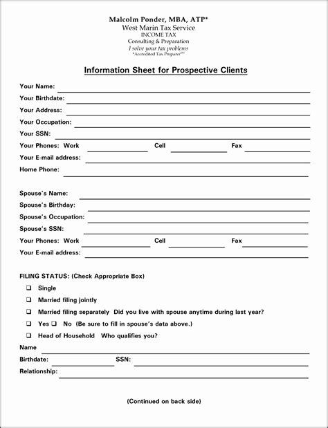 Federal bureau of investigation seeking to wiretap the internet. 10 Client Information Sheet format - SampleTemplatess ...