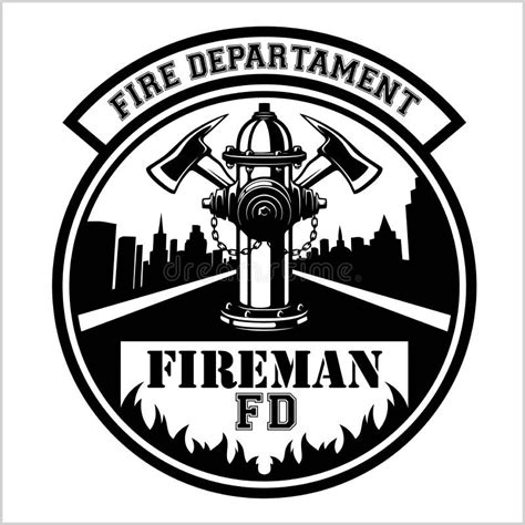 Fire Department Emblem Badge Logo On White Background Vector