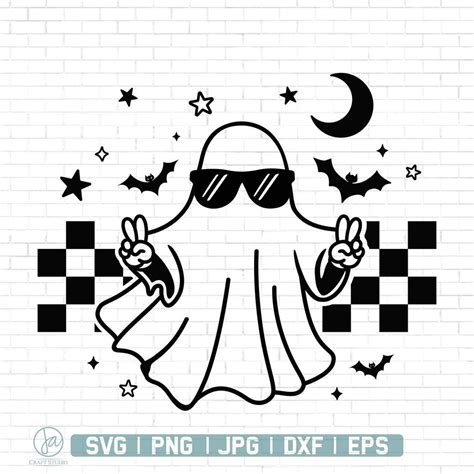 Cool Ghost Svg Halloween Svg Checker Background Svg Etsy