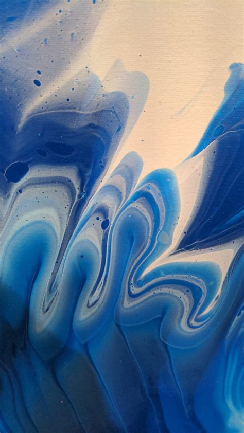 Blue And White Abstract Space Acrylic Modern Art Pour Etsy
