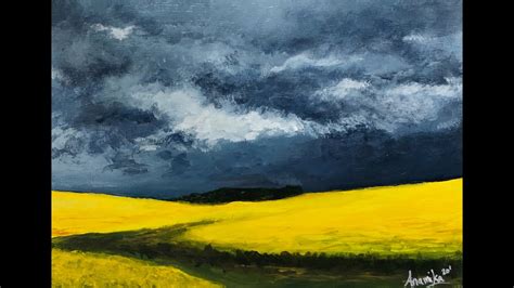 Storm Clouds Over The Field Acrylic Painting Youtube