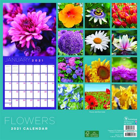 2021 Flowers Wall Calendar 12x12 Etsy