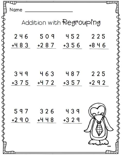 Regrouping Addition 3rd Grade Math Worksheets Finnan Barry