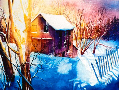 Winter Color By Hanne Lore Koehler Winter Painting Sunset Landscape