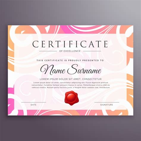 Free Stylish Floral Certificate Design Template Nohatcc