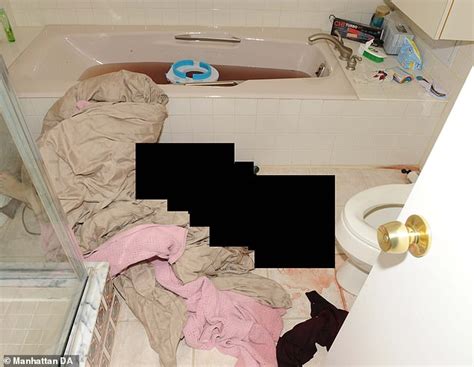 grisly crime scene photos show staged bathroom where millionaire financier was killed