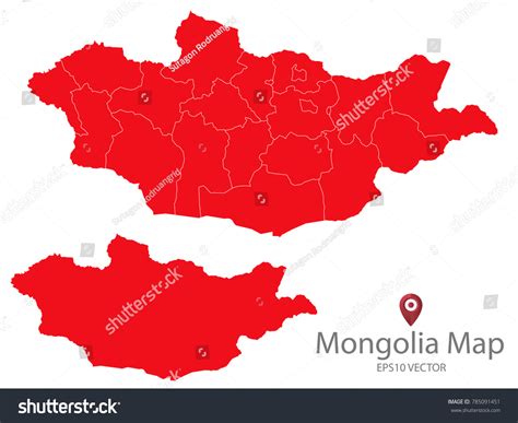 Couple Set Mapred Map Mongoliavector Eps10 Stock Vector Royalty Free