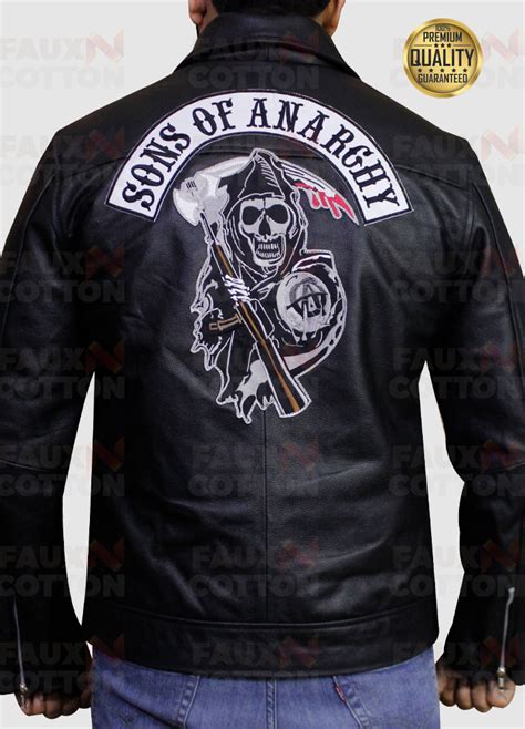 Buy Sons Of Anarchy Patch Black Biker Leather Jacket