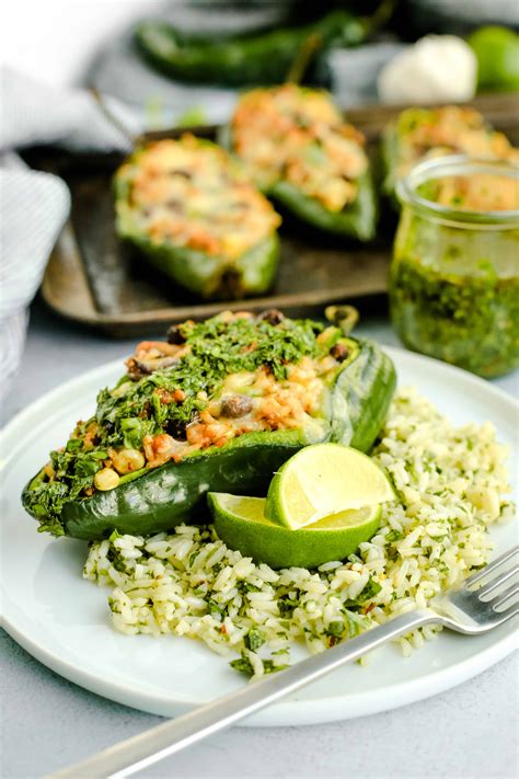 Stuffed Poblano Peppers With Chimichurri Rice And Chorizo Street