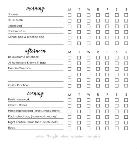 Daily Checklist Template 30 Word Excel Pdf Documents Download