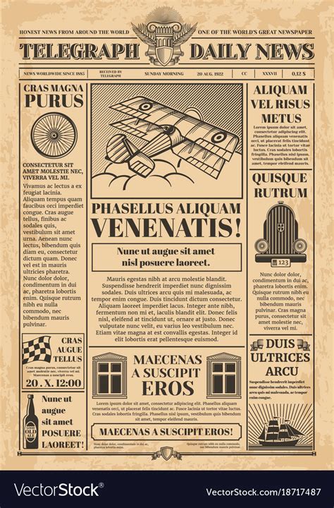 newspaper template retro newsprint royalty  vector