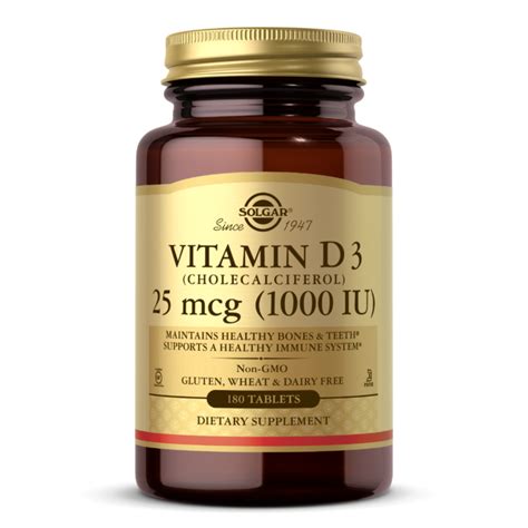 Vitamin D3 Cholecalciferol 25 Mcg 1000 Iu Tablets Immune Support