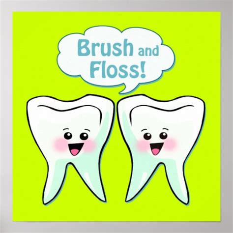 Brush And Floss Dentist Artwork Poster Zazzle