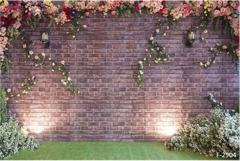 2019 10x6ft Vintage Brick Flower Wall Backdrop Wedding Light Romantic