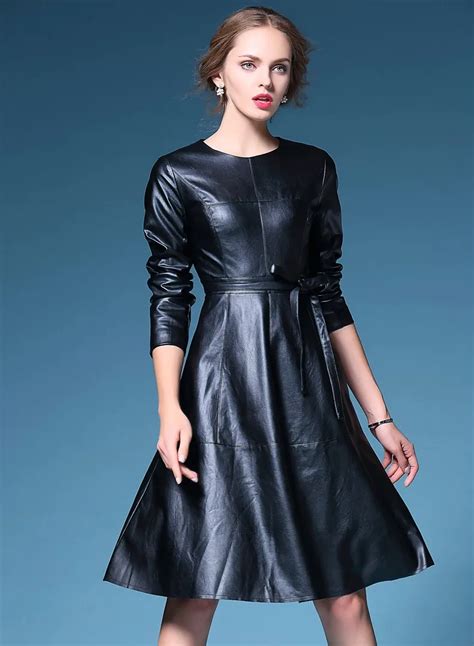 Long Sleeve Leather Dress