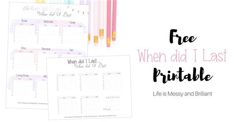 FREE When Did I Last Bullet Journal Printable