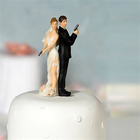 Super Sexy Spy Wedding Bride And Groom Cake Topper Figurine