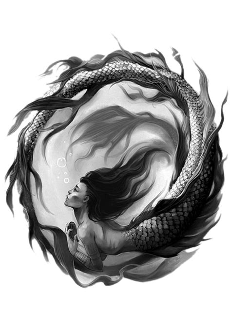 Mermaid Tattoo Drawing Siren Sketch Mermaid Png Download 600856