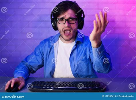 Angry Gamer Losing Game Playing Online On Computer At Home Stock Image