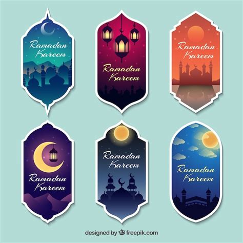Ramadan Decorative Stickers Collection Free Vector