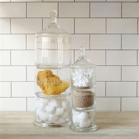 Creative way decorating glass apothecary jars. Stacked Apothecary Jars - guest bath | Apothecary jars ...