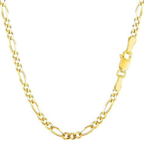 Next Level Jewelry 14k Yellow Gold 3mm Solid Figaro Link Necklace