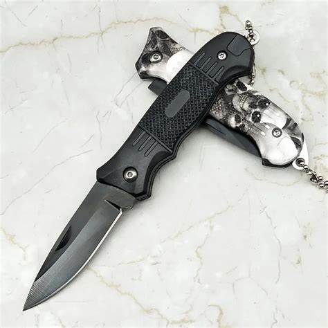 Skull Black Mini Portable Key Edc Stainless Steel Survival Knife Fold