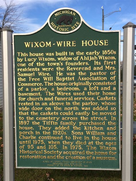 Wixom Wire House Historical Marker Michigan Facts Detroit History